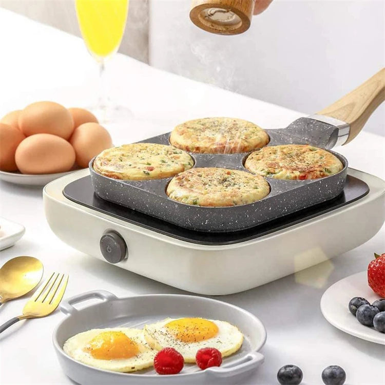 Egg Frying Pan Non-Stick 4-Hole Design for Eggs Burgers Pancakes