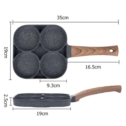 Egg Frying Pan Non-Stick 4-Hole Design for Eggs Burgers Pancakes