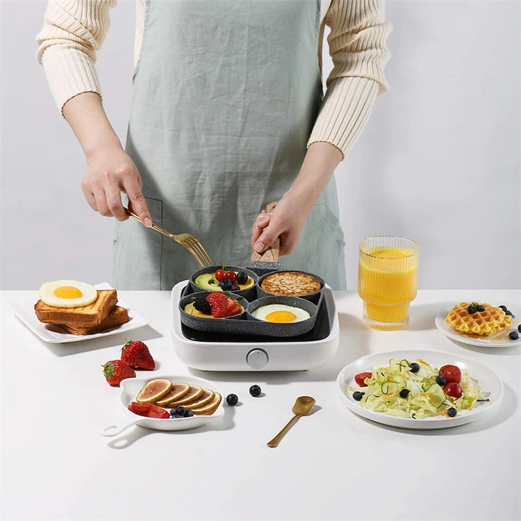 Egg Frying Pan Non-Stick 4-Hole Design for Eggs Burgers Pancakes