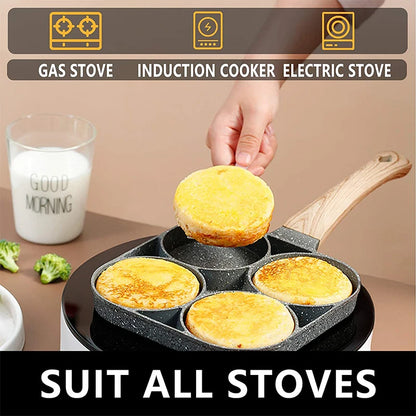 Egg Frying Pan Non-Stick 4-Hole Design for Eggs Burgers Pancakes