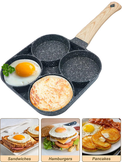 Egg Frying Pan Non-Stick 4-Hole Design for Eggs Burgers Pancakes