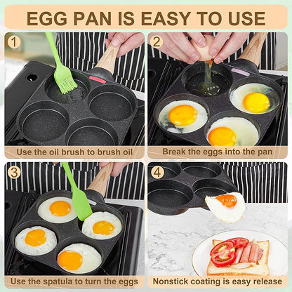 Egg Frying Pan Non-Stick 4-Hole Design for Eggs Burgers Pancakes