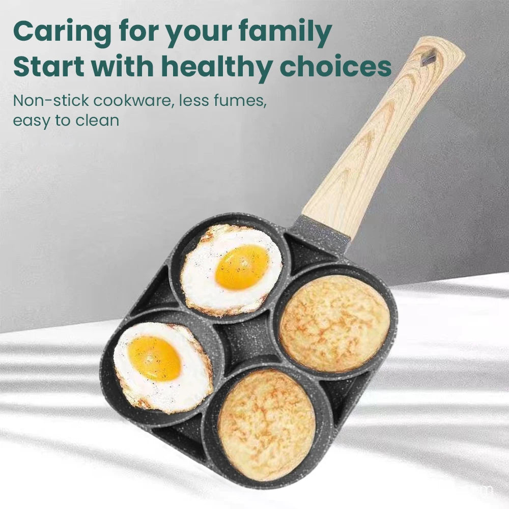 Egg Frying Pan Non-Stick 4-Hole Design for Eggs Burgers Pancakes